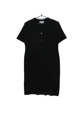 Saint Laurent Yves Cardigan Long V-neck Short Sleeve Cotton Knit Cover Black LL